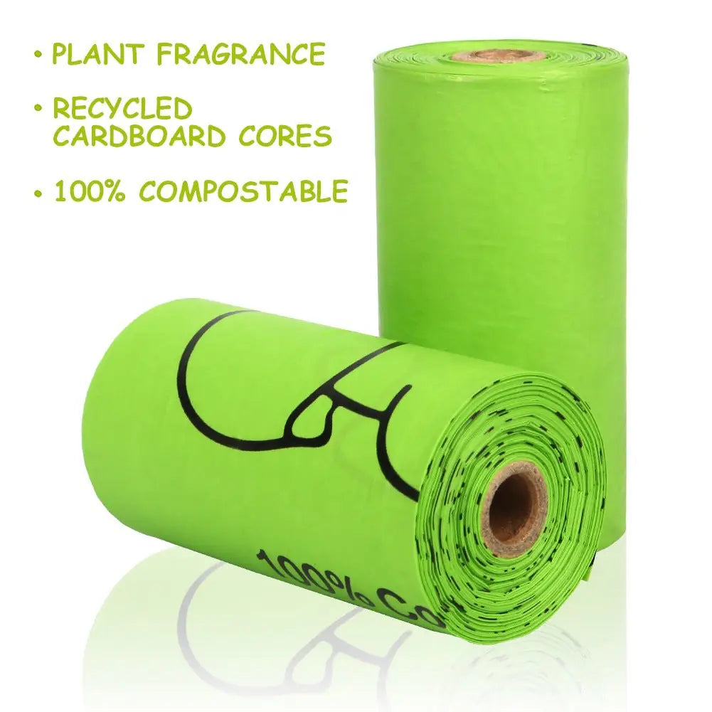 Eco-Friendly Dog Poop Bags – Corn Starch Biodegradable & PLA Compostable Pet Waste Bags (Leak-Proof)