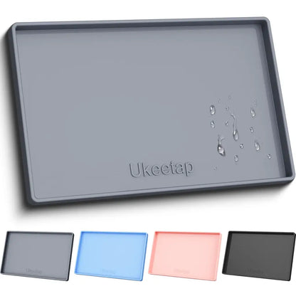 Pet Kitchen Mat & Dog Food Mat - ukeetap Extra Thick Silicone Waterproof Raised Edge BPA Free