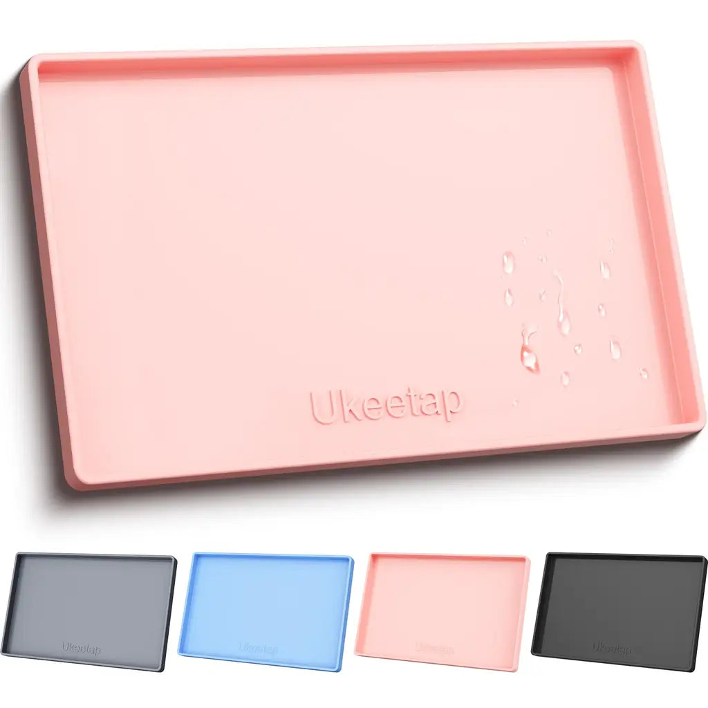 Pet Kitchen Mat & Dog Food Mat - ukeetap Extra Thick Silicone Waterproof Raised Edge BPA Free