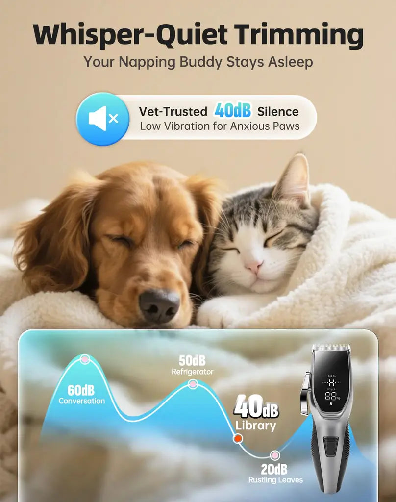 OCPEET Dog Grooming Kit | Low Noise Cordless Clippers for Dogs & Cats