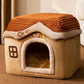 Double-Roof Pet House – Washable Tent Bed for Dogs & Cats