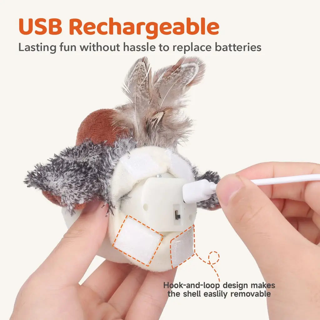 Potaroma Cat Toys Rechargeable Flapping Duck with SilverVine Catnip, Lifelike Quack Chirping, Touch Activated Kitten Kicker Plush Interactive Exercise Toys for All Breeds