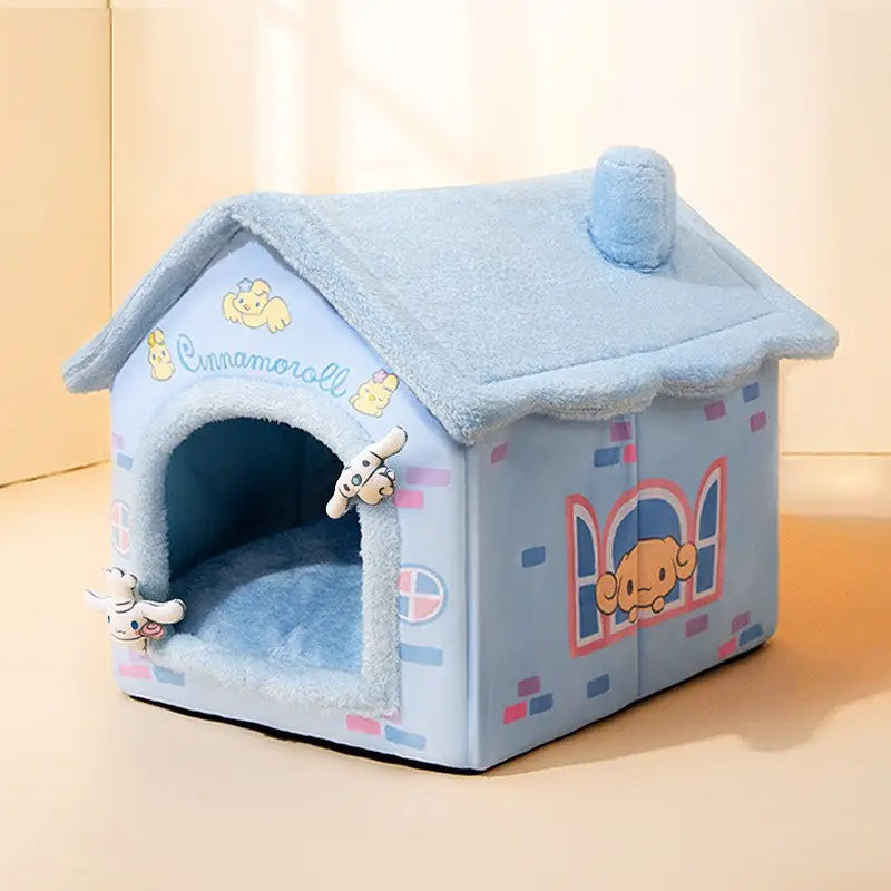 Double-Roof Pet House – Washable Tent Bed for Dogs & Cats