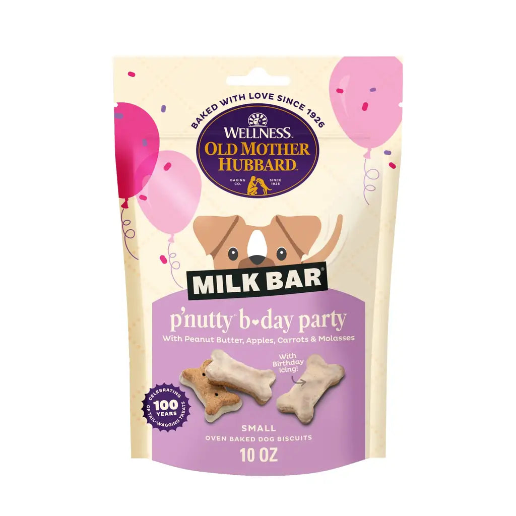 Old Mother Hubbard P-Nutty Birthday Biscuits | Natural Dog Birthday Cake Treat | Peanut Butter Flavor | 10 oz