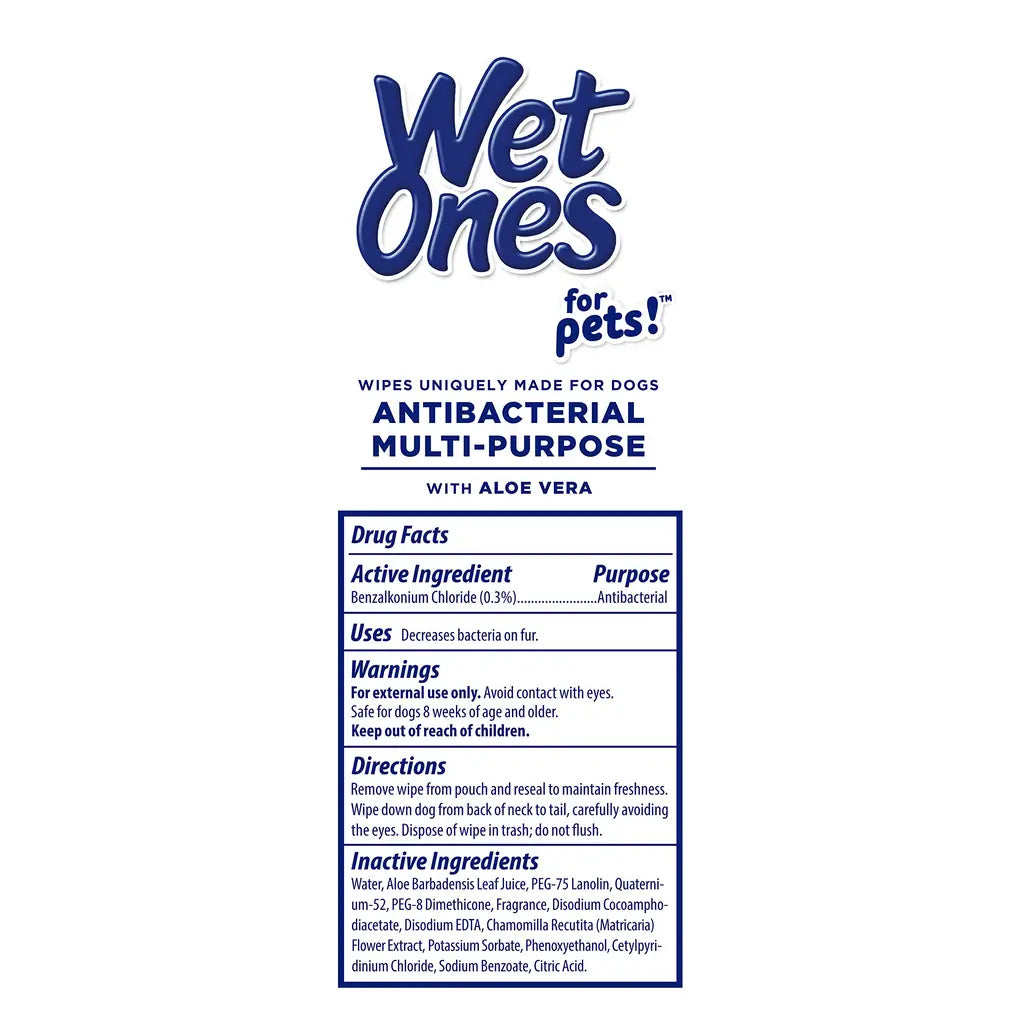 Wet Ones Antibacterial Dog Wipes with Aloe Vera, Tropical Splash Scent, 50 Count & 3-Pack | PawVortex