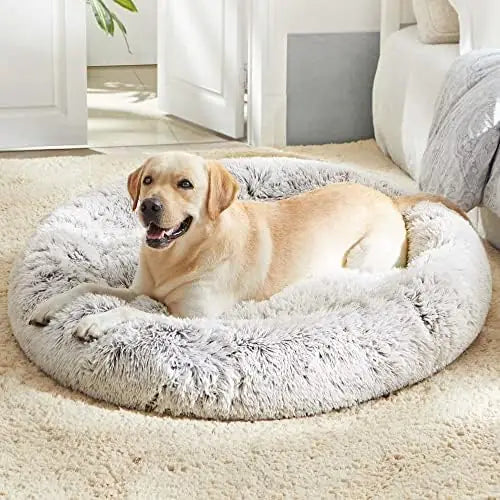 Western Home Calming Soft Round Dog & Cat Bed | Faux Fur Anti-Anxiety Cuddler