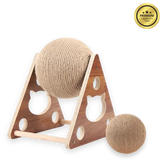 Wooden Sisal Cat Scratcher Ball – Scratch-Resistant Post