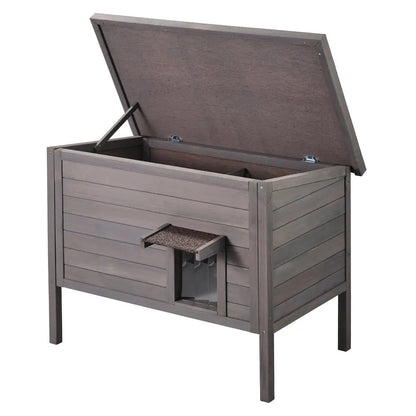 VEVOR Outdoor Cat House – Wooden Feral Cat Shelter with Roof & PVC Door Flaps