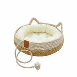 Natural Weave Cat Bed - Breathable & Cozy Pet Cushion