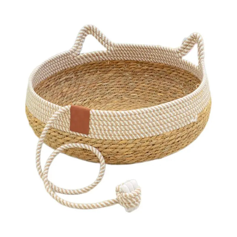 Natural Weave Cat Bed - Breathable & Cozy Pet Cushion