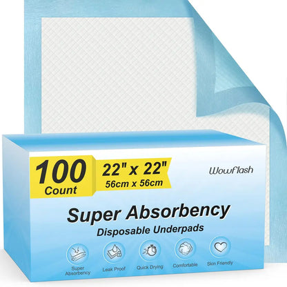Wowflash Disposable Puppy Pads & Underpads – 5-Layer Leak-Proof Protection