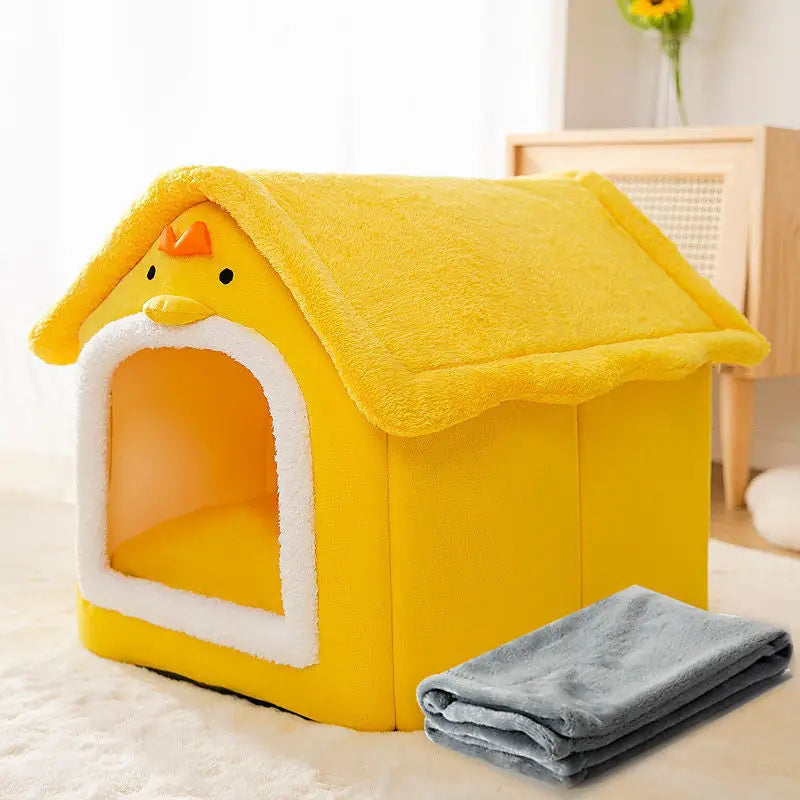Double-Roof Pet House – Washable Tent Bed for Dogs & Cats