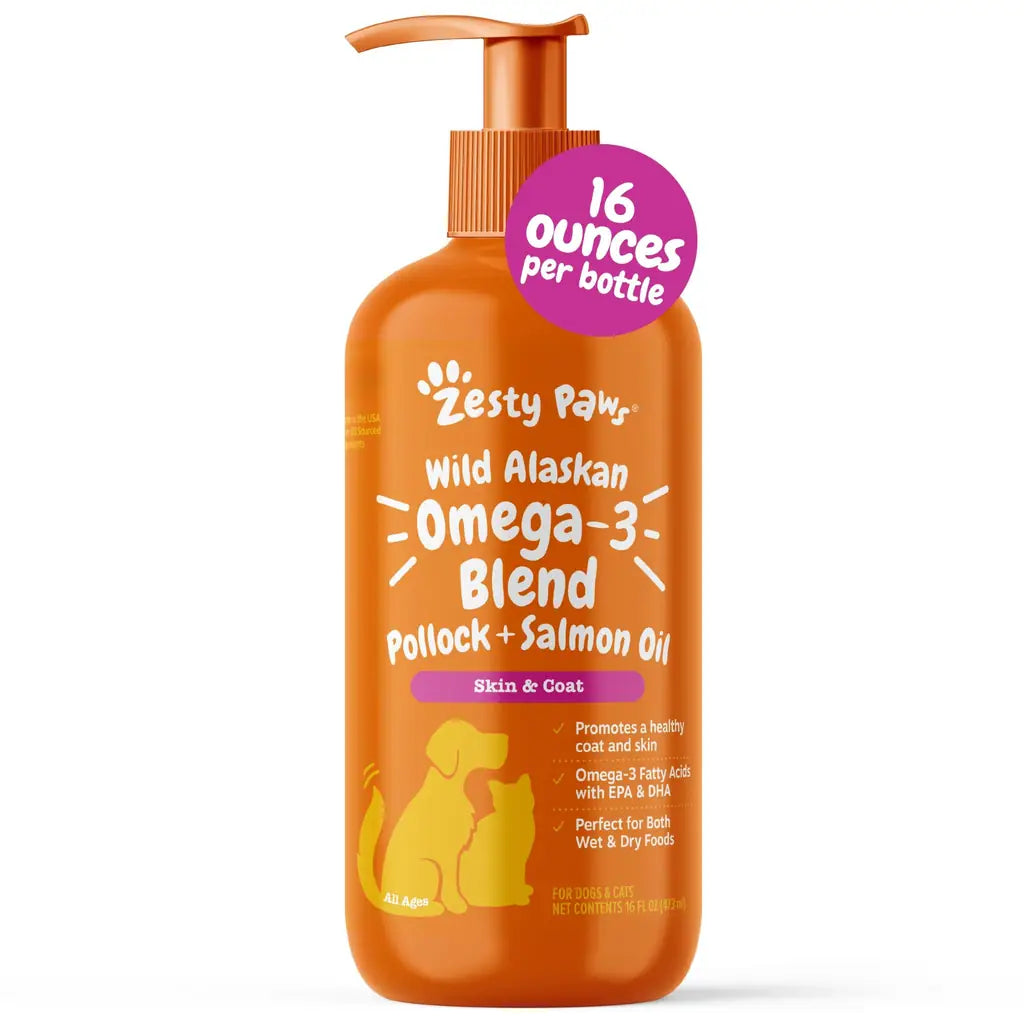 Salmon Oil for Dogs & Cats — Zesty Paws Wild Alaskan Omega-3 Blend