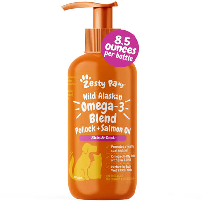 Salmon Oil for Dogs & Cats — Zesty Paws Wild Alaskan Omega-3 Blend